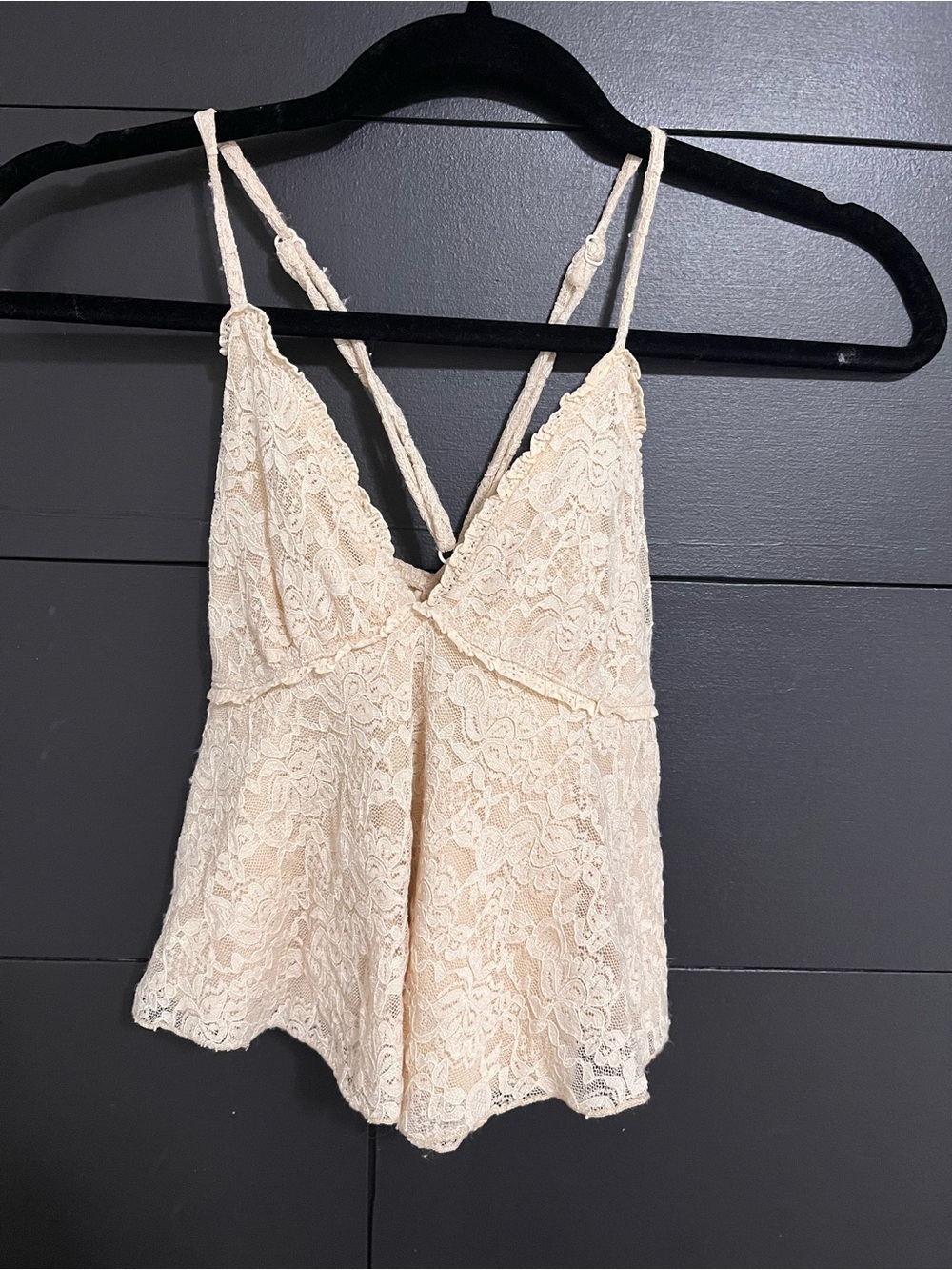 ALTAR’D STATE Full Lace Cream Babydoll Tank Top Women’s Sz XXS EUC